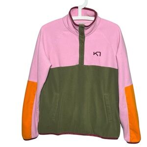 Kari Traa Pink, Olive & Orange Colorblock Fleece Pullover